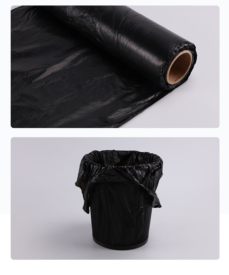 厂家直销一次性黑色加厚垃圾袋背心型带纸心点断式黑色酒店塑料袋
