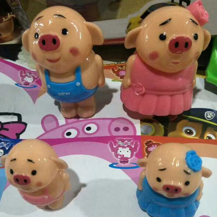 公仔海草猪蛋糕摆件猪小屁猪小妹一家四口硬头猪生日蛋糕装饰摆件