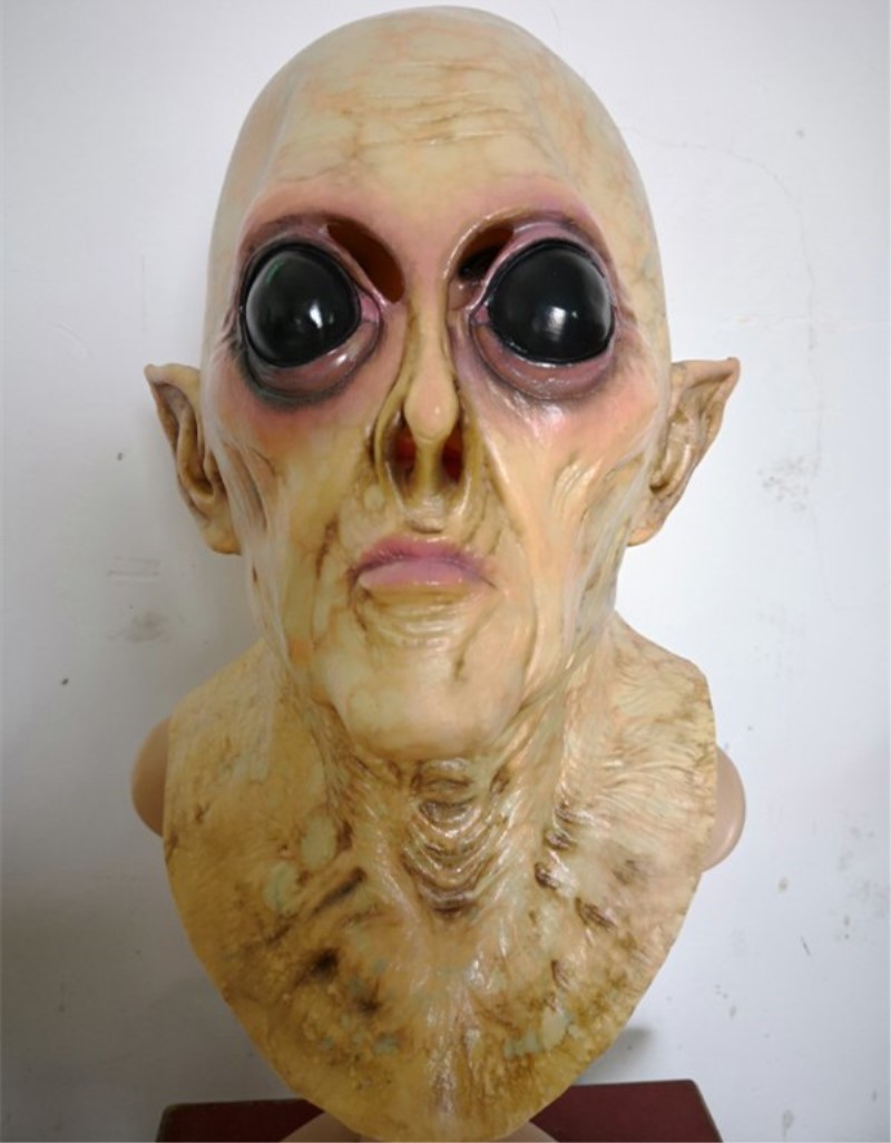 万圣节成人化妆舞会cos乳胶外星人头套大眼怪面具 吓人cos道具