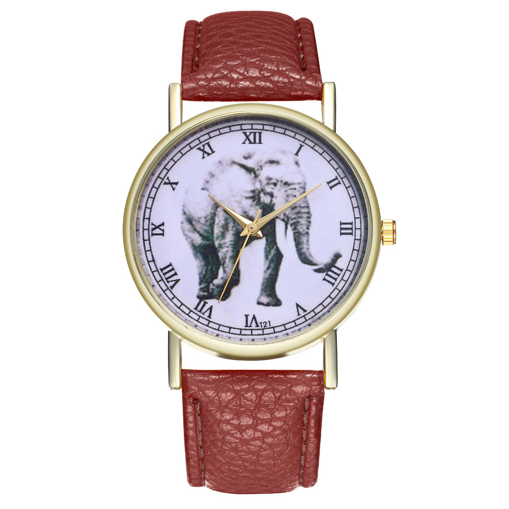 大象复古风格非洲野生动物园皮革男装手表生日结婚礼物想法t21
