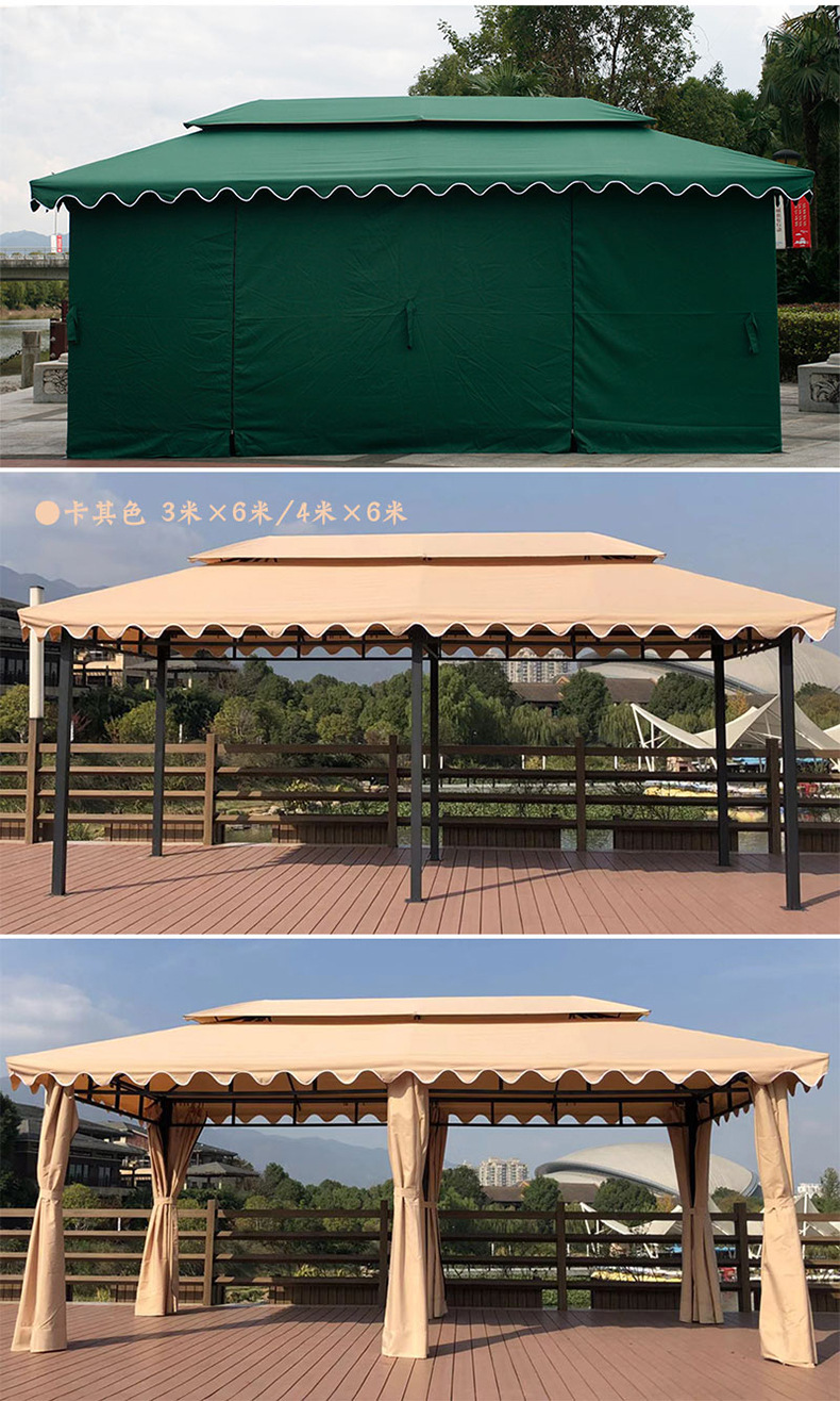 大型户外遮阳篷四柱亭防雨棚露台广场广告展销篷铁艺篷批发零售