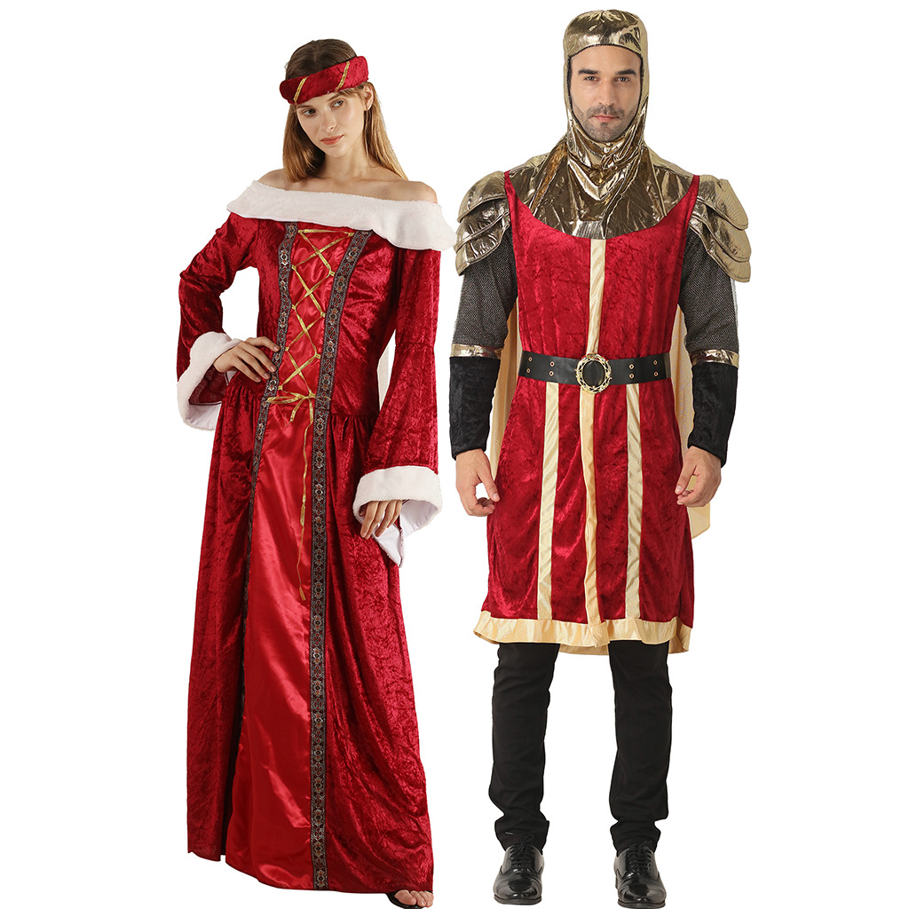 亚马逊跨境厂家供应中古国王皇后套装舞台戏剧表演装情侣
