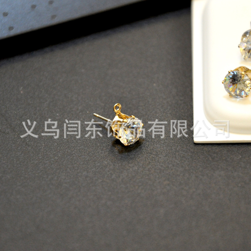 Korean Handmade DIY Earrings Zircon Hanging Stud Holder Simple Fashion Ear Jewelry Hanging Ring Connection Accessories Material