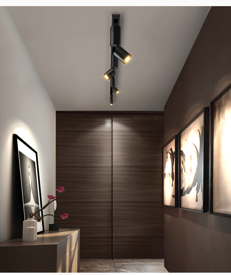 轨道射灯 明装小射灯 led天花灯 筒灯展厅北欧客厅吸顶cob轨道灯