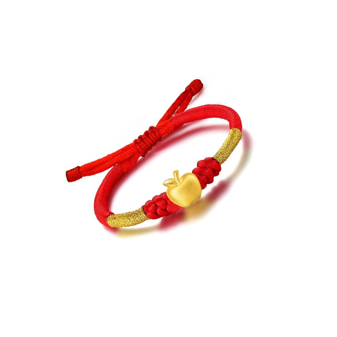 手工编织红绳手链 diy转运珠 3d硬金小苹果配件 首饰节日礼物