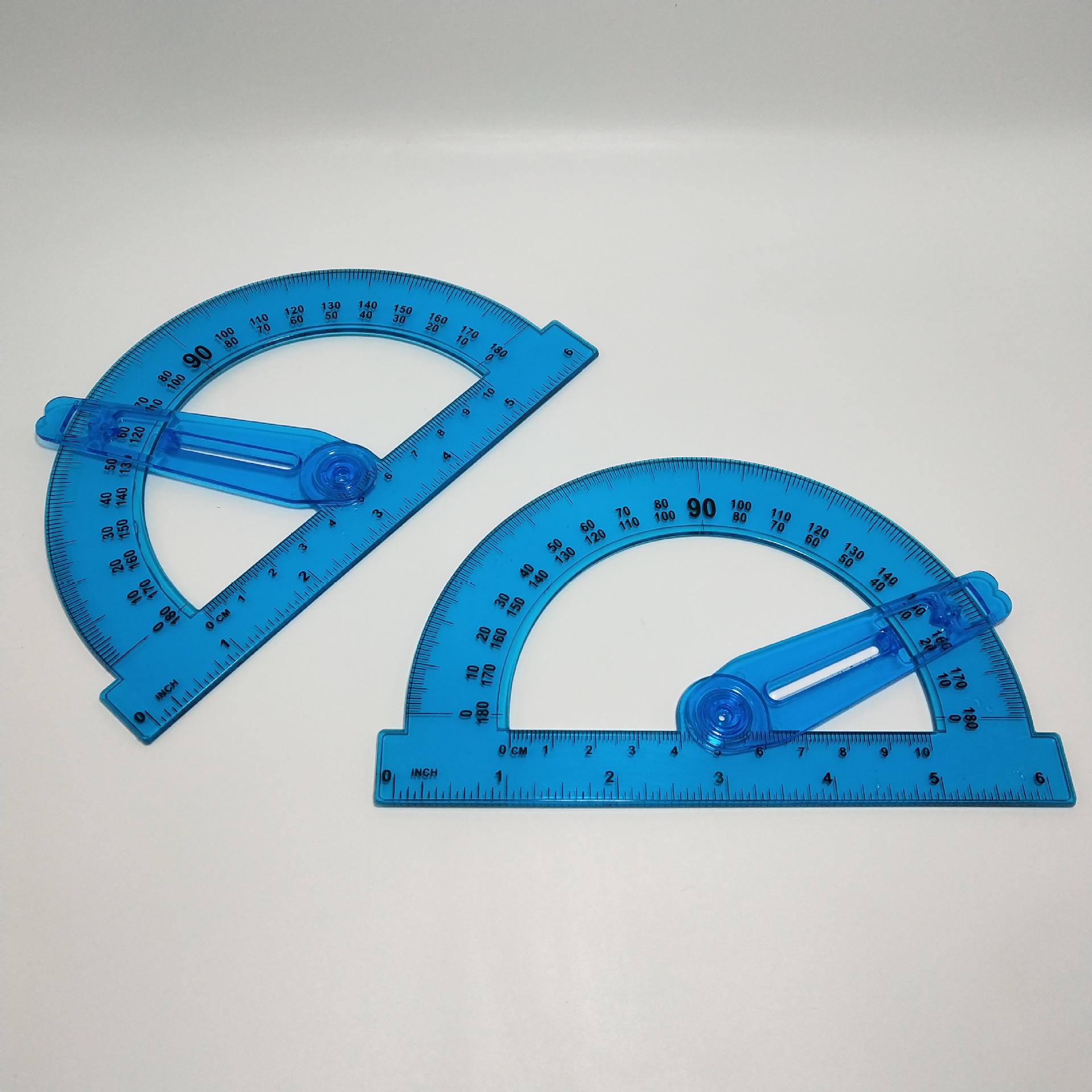 厂家定制 塑料半圆量角器 学生绘图工具 透明15厘米半圆尺