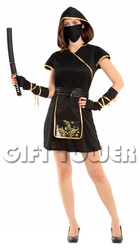 焕佑批发狂欢节服装舞台表演服w-0293黑金女忍者cosplay服装