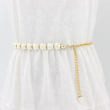 女韩版甜美珍珠镶嵌腰链连衣裙挂钩金属装饰细腰带女七款一件代发