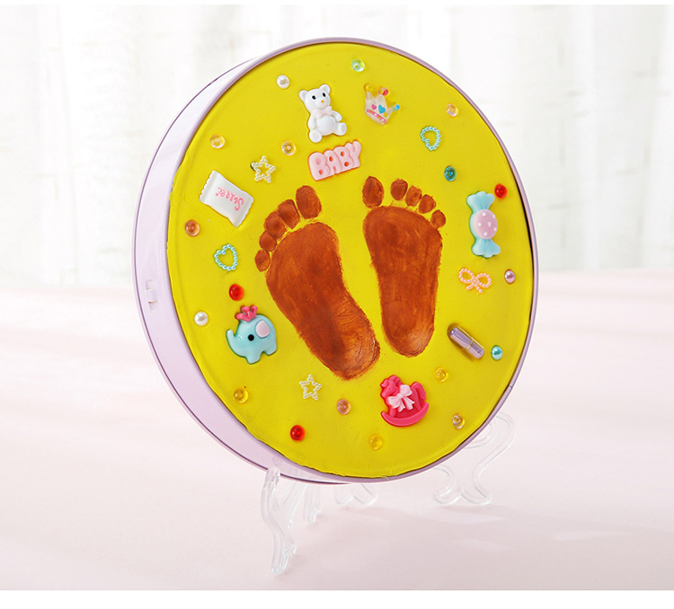 宝宝手足印泥diy玩具纪念品手脚印泥儿童生日婴儿礼盒送滚轮数字