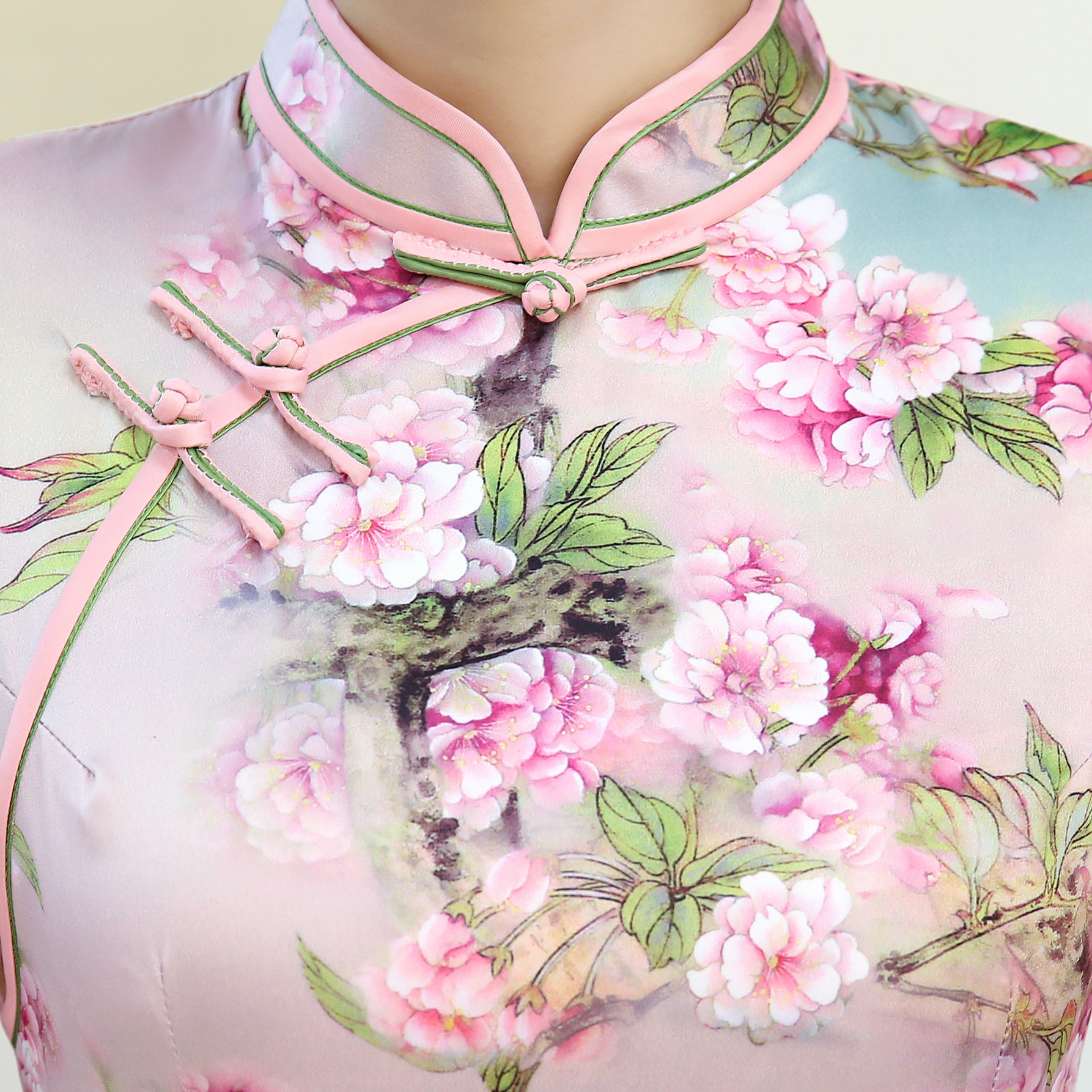 秋季时尚印花唐装气质中式旗袍货号hq2952