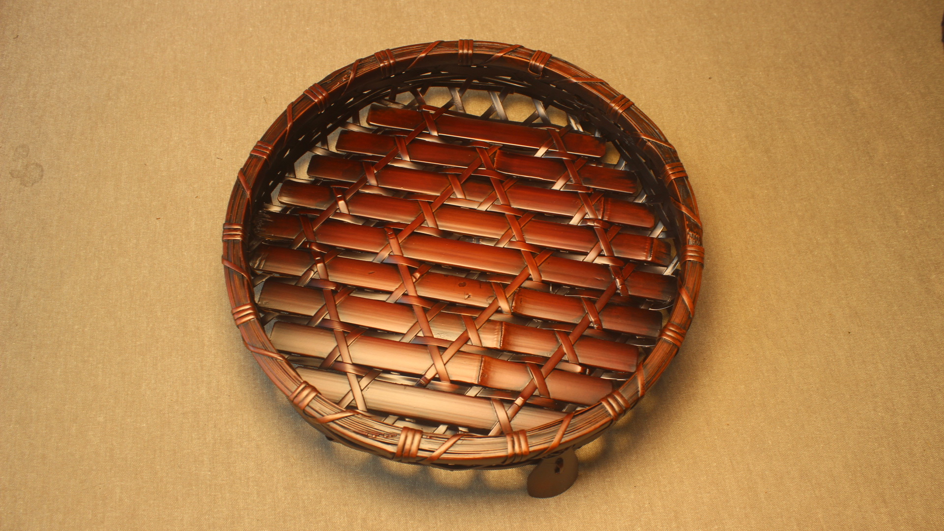 日式竹编水果盘 手工编织中式茶具收纳篮子 竹制工艺品