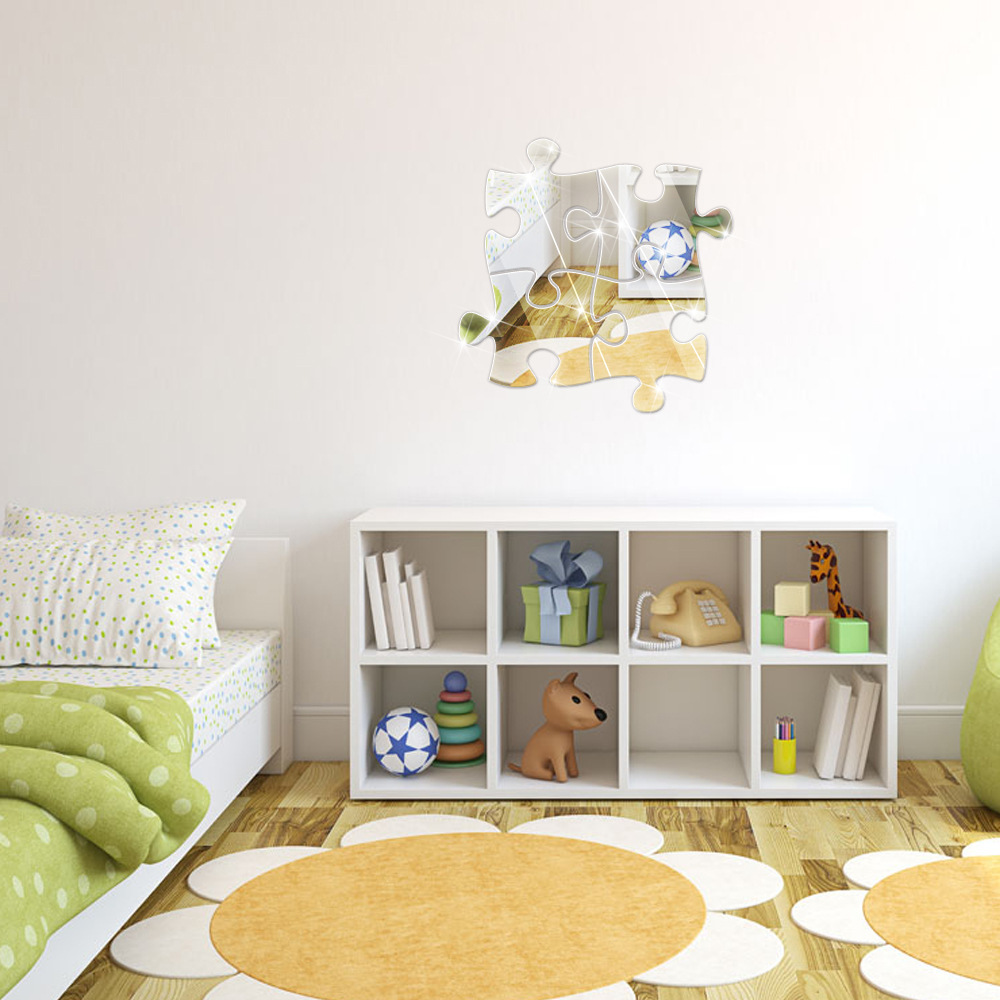 厂家直销创意积木拼图镜面墙贴 电视背景墙 亚克力立体墙贴