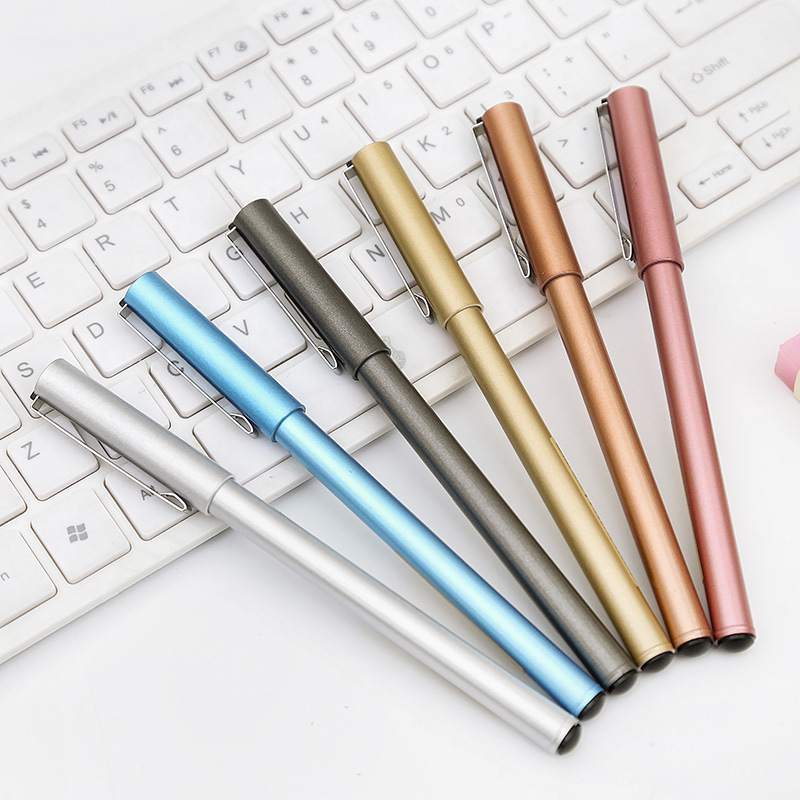 东狮0009简约商务高档水笔 金属色烤漆中性笔商务考试黑色油性笔