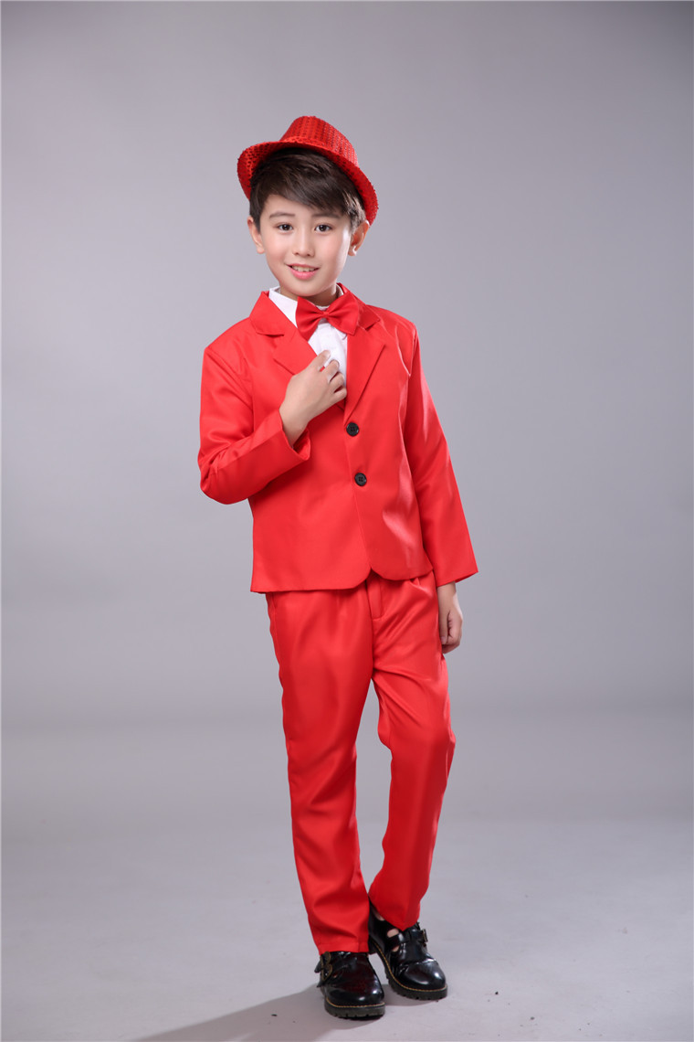 新款男童中小学生大合唱服装朗诵长袖男童潮流帅气魔术师主持西服