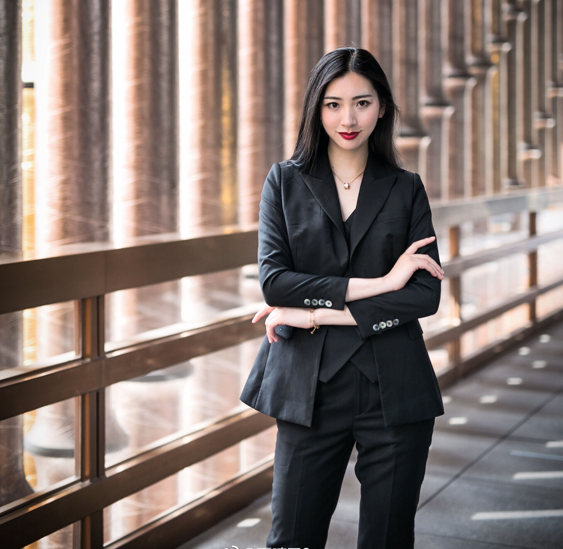 2018秋冬明星同款黑色西装套装小香风英伦风职业西服马甲三件套女