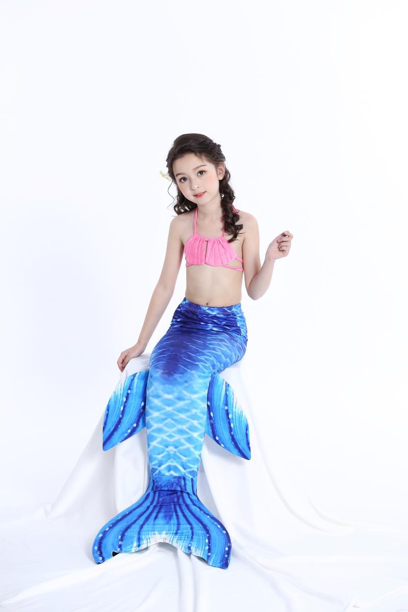 美人鱼泳衣 欧美外贸儿童游泳衣美人鱼服装cos服比基尼三件套装