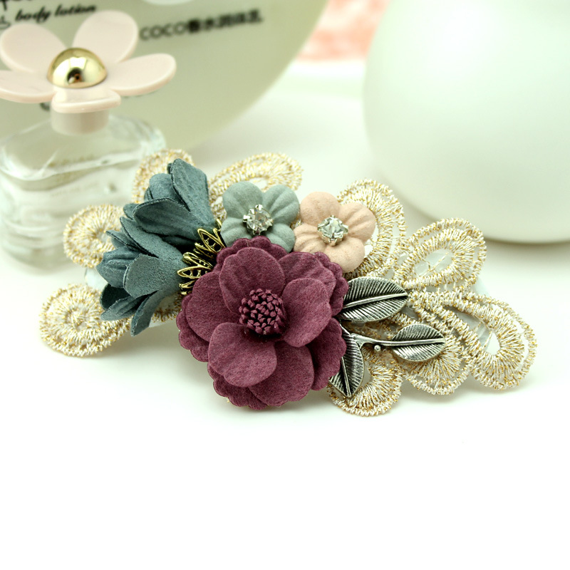 发饰韩国中号抓夹发夹成人百搭优雅夹布艺花朵发抓卡子夹子头花女