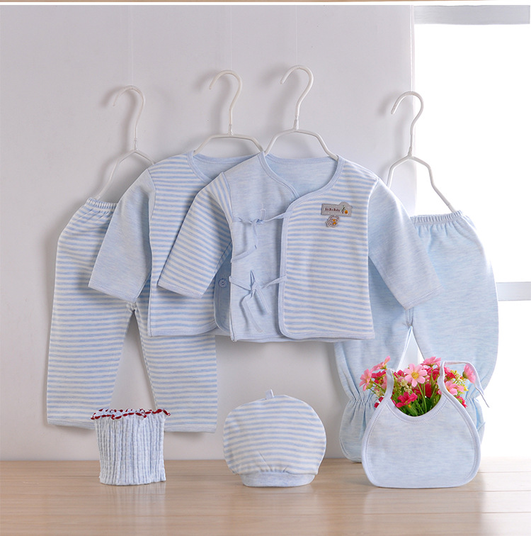 40 Combed Cotton Newborn Gift Box Four Seasons 7-Piece Clothes Baby Underclothes Supplies Color Cotton Seven Piece Set