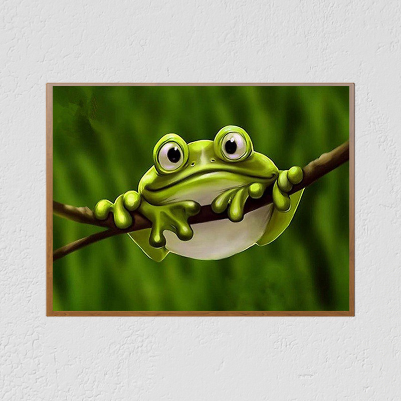 新款5d钻石画 树枝上的青蛙贴钻十字绣装饰画满钻厂家直销