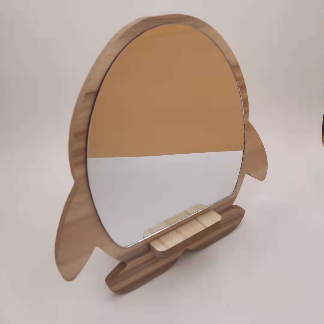 Popular Retro Creative HD Wooden Desktop Makeup Mirror Cute Assembly Girls' Dormitory Students' Glasses Gift Mirror