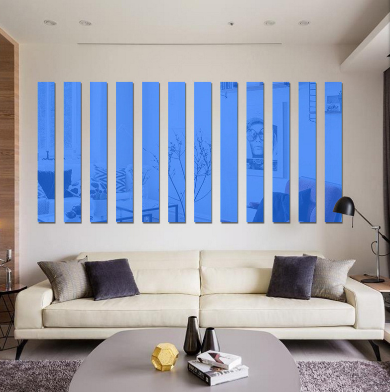 亚马逊亚克力长方形踢脚线镜面墙贴立体竖条墙贴电视背景装饰长条