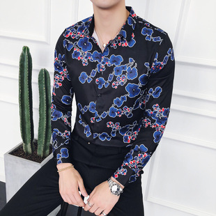 批发长袖花衬衫