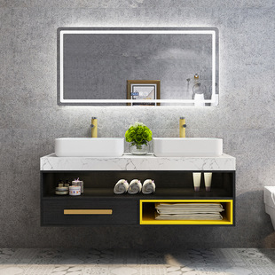 北欧实木浴室柜组合现代简约卫生间洗脸盆洗手台盆柜洗漱台卫浴柜