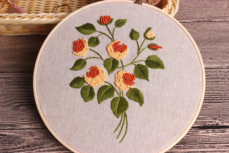 厂家直销玫瑰刺绣 手工diy布艺新手欧式刺绣花草材料包套件针线套