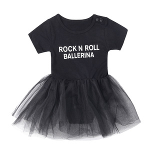 跨境专供 ins爆款童装rock n roll ballerina摇滚芭蕾舞女连衣裙