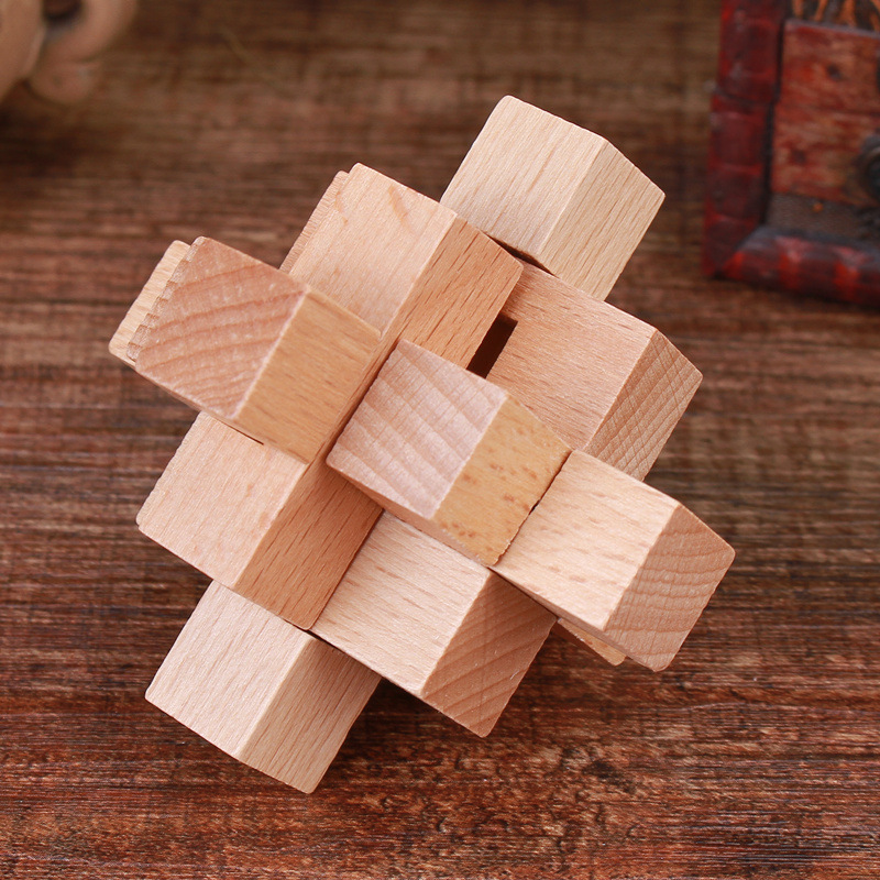 榉木小九通 益智成人解锁古典礼品孔明锁木制玩具 鲁班锁