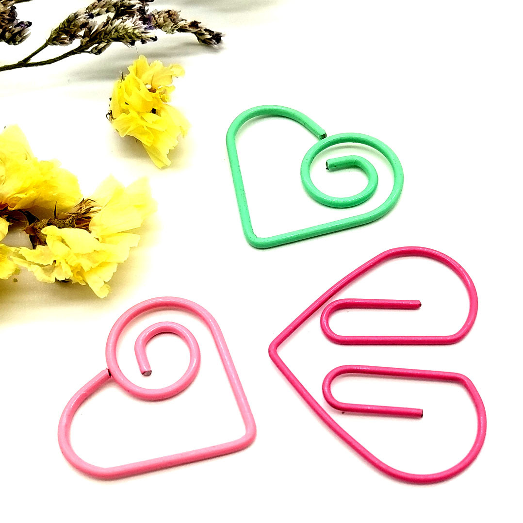热销创意心形回形针 玫瑰金回形针 彩色金属回形针 塑料回形针