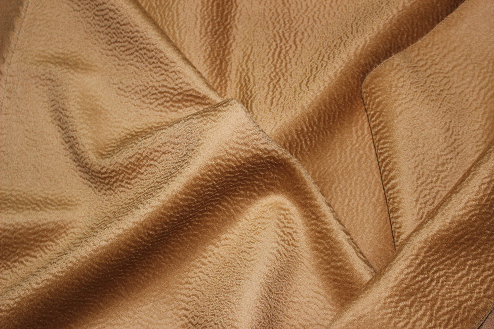 高端桑蚕丝单面水波纹羊绒女装大衣面料时装布料现货供应