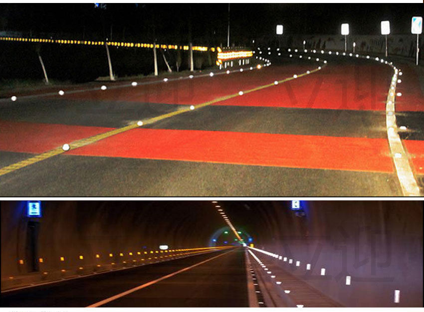 玻璃道钉道钉玻璃突起路标猫眼道钉钢化玻璃360度反光圆路标