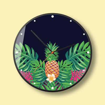 ins绿植菠萝挂钟 现代简约植物装饰钟表 餐厅茶室通用时钟表 o161