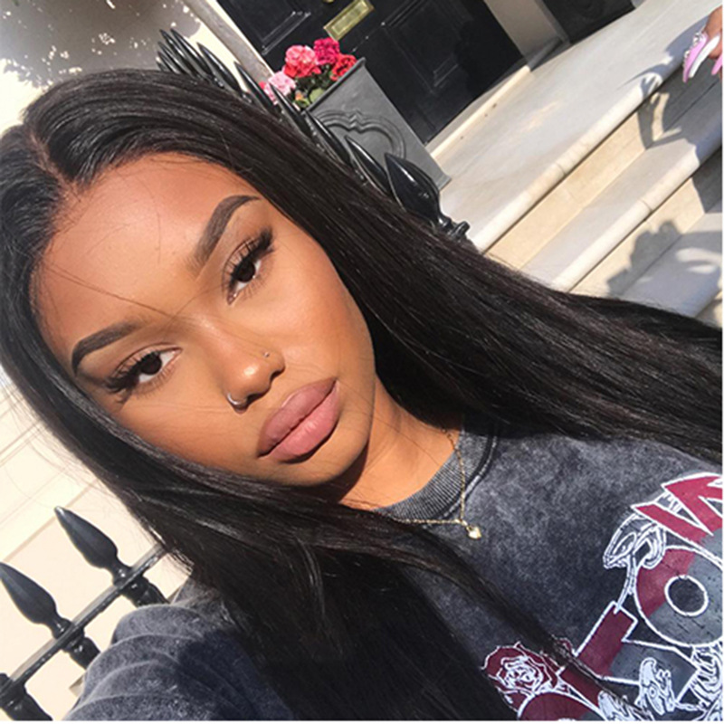 外贸假发非洲黑人假发女士中分刘海长直发高温丝黑色假发头套批发