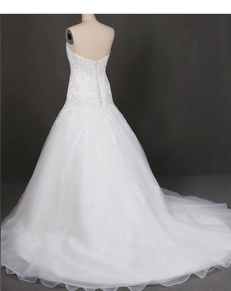 婚纱礼服新娘简约修身显瘦蕾丝抹胸小拖尾2018新款春夏季韩式优雅