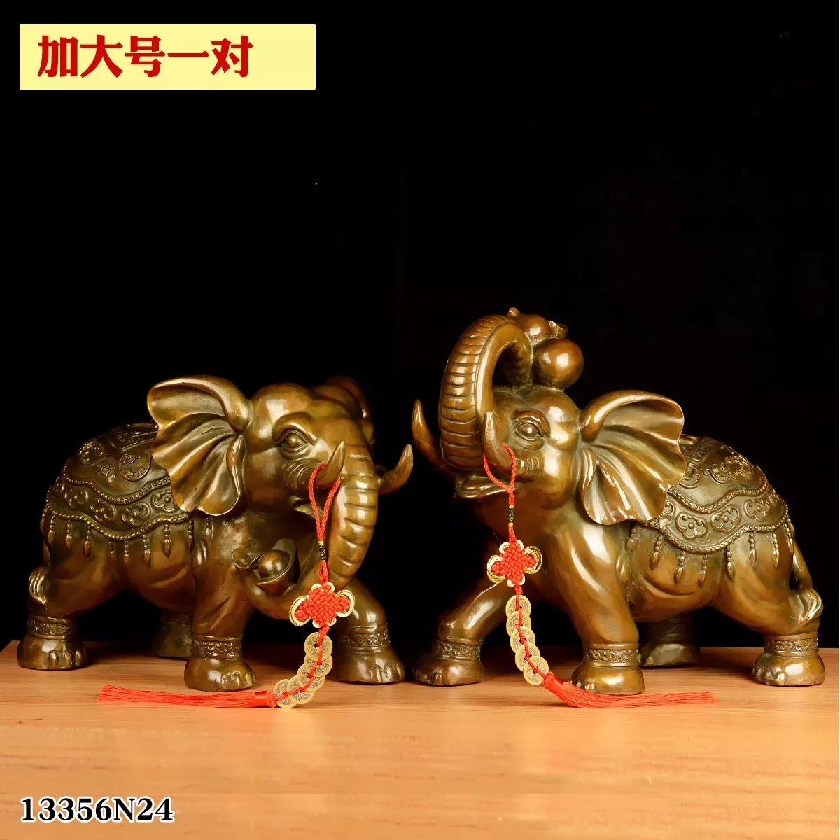 纯铜大象摆件一对吸水象铜象工艺品店铺客厅开业礼品装饰品