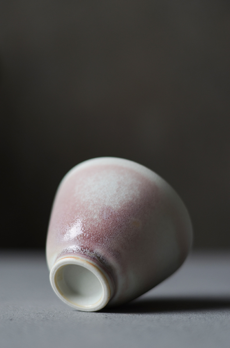 景德镇品茗杯陶瓷若琛杯桃红汝窑开片茶盏单杯景德镇功夫茶杯茶具