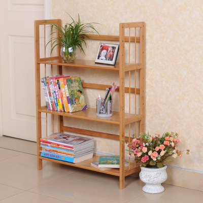 书架置物架竹简书柜简易小书实木竹格架落地创意学生特价书柜