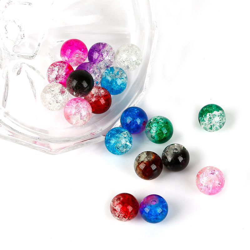 Glass Cracked Cystal Crack Bead Handmade DIY String Beads Materials Bracelet Necklace Earrings Scattered Beads Floral Beads