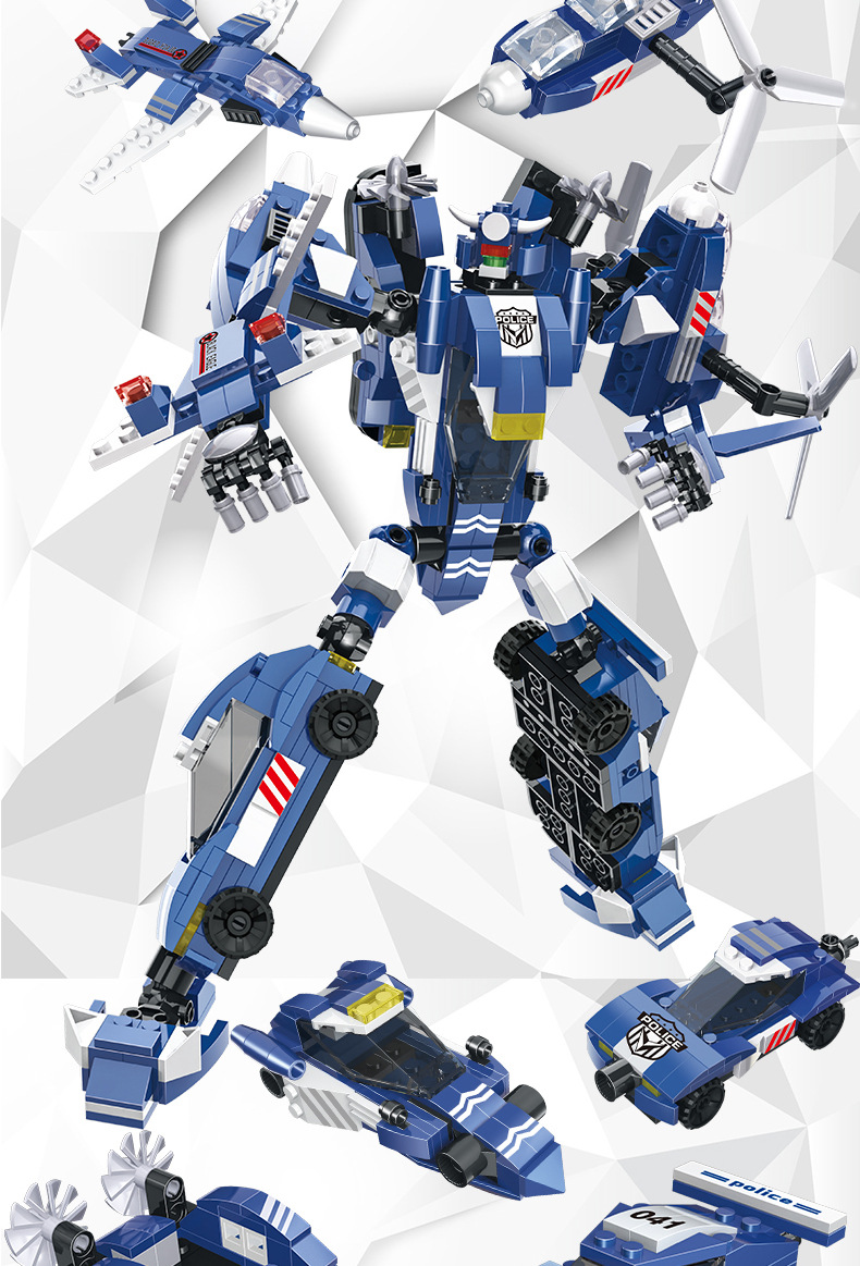 恒三和拼装积木变形机器人合体汽车机甲男孩6岁儿童拼插玩具礼品