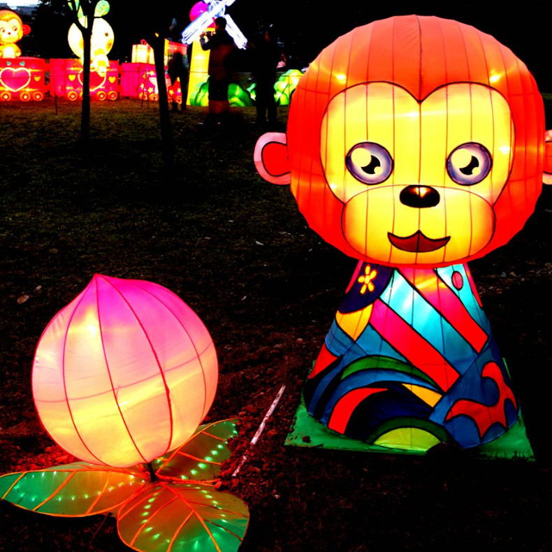 上海大型猴子户外花灯创意民俗彩灯春季装饰灯定制化工厂货源公司