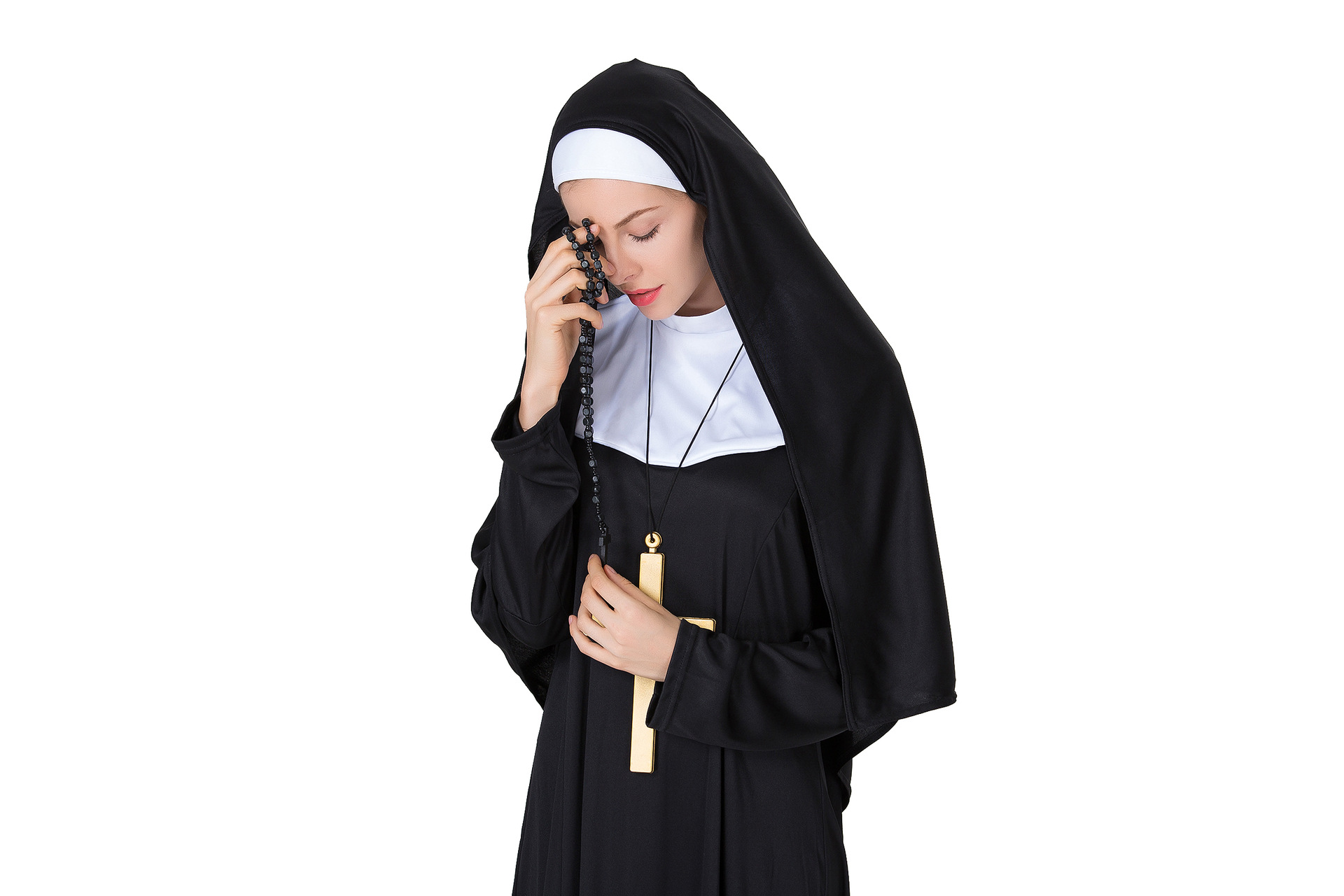 分码万圣节表演服圣母玛利亚服装修女服牧师服装舞会演出服实拍