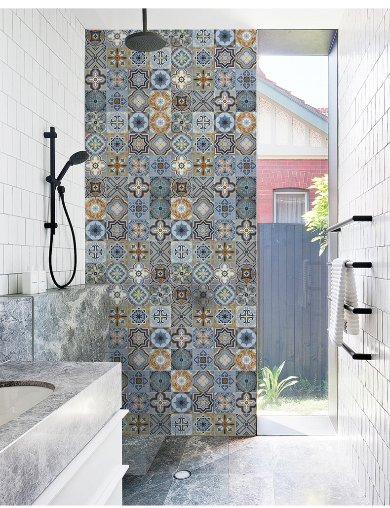 客厅背景墙花片瓷砖仿古砖150水泥花砖地板砖300地中海小花砖600