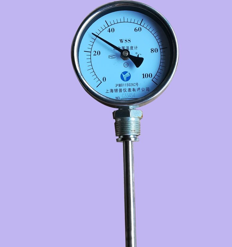 管道温度计,双金属温度计wss,锅炉测温表,指针温度表
