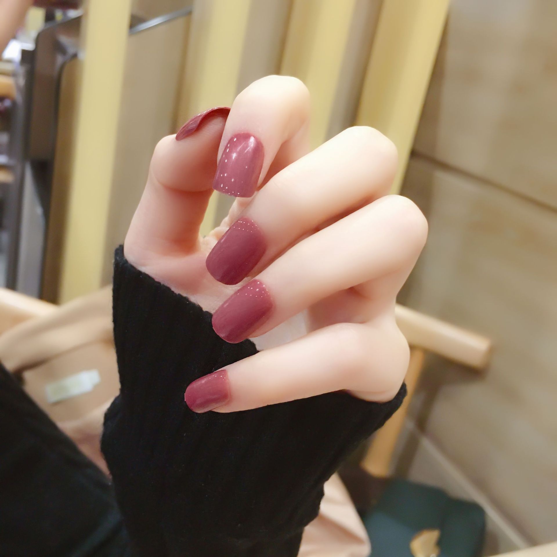 278-豆沙方头 假指甲贴片美甲成品抖音同款网红手甲片