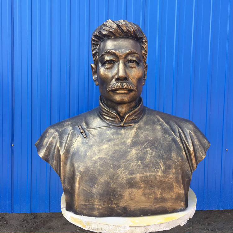 鲁迅玻璃钢仿铜雕塑校园人物中外名人肖像半身像雕像人物模型定制