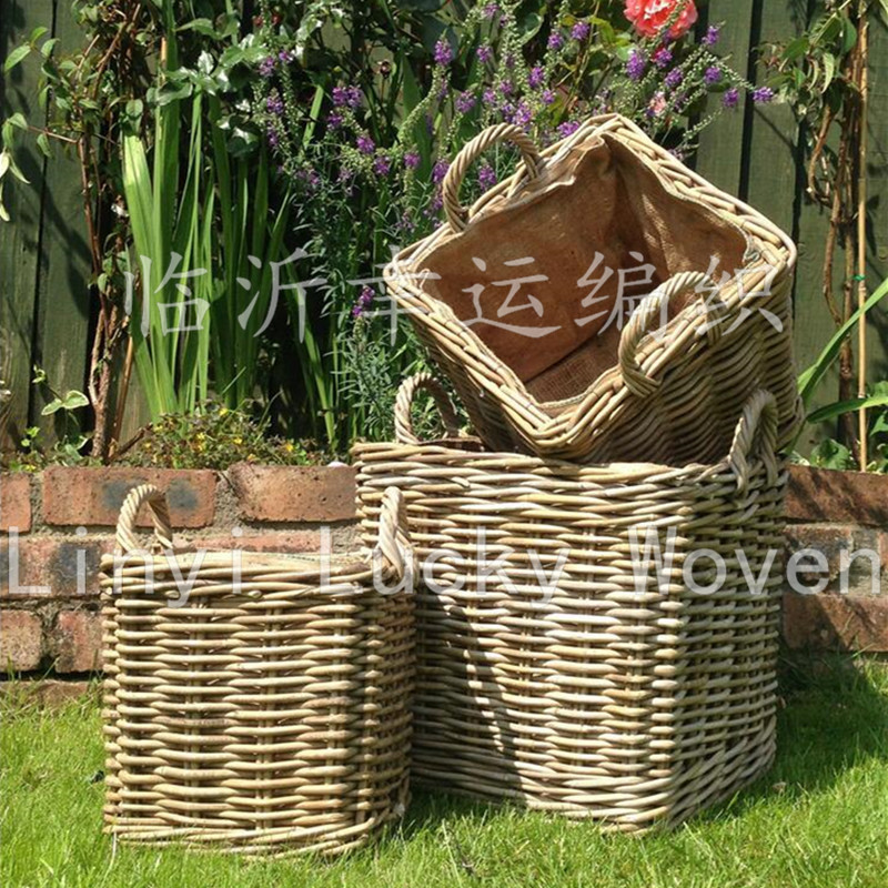 Manufacturers Make High Quality Oversized Wicker Square Garden Gardening Basket Non-Rattan Garden Tool Cart Solid