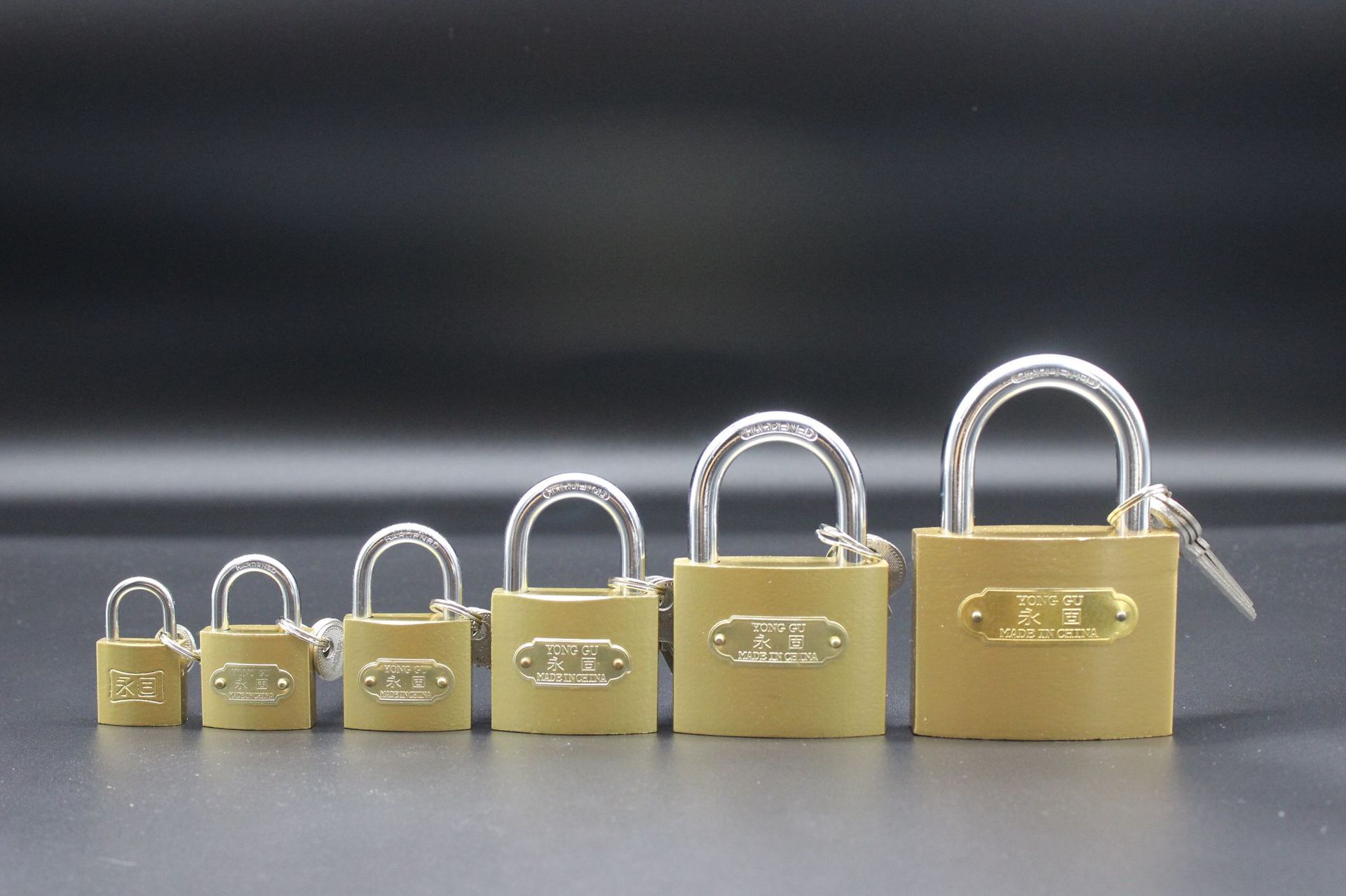 永固牌厚型仿铜挂锁短梁单开仿铜挂锁独立锁厂家直销通开锁可定制