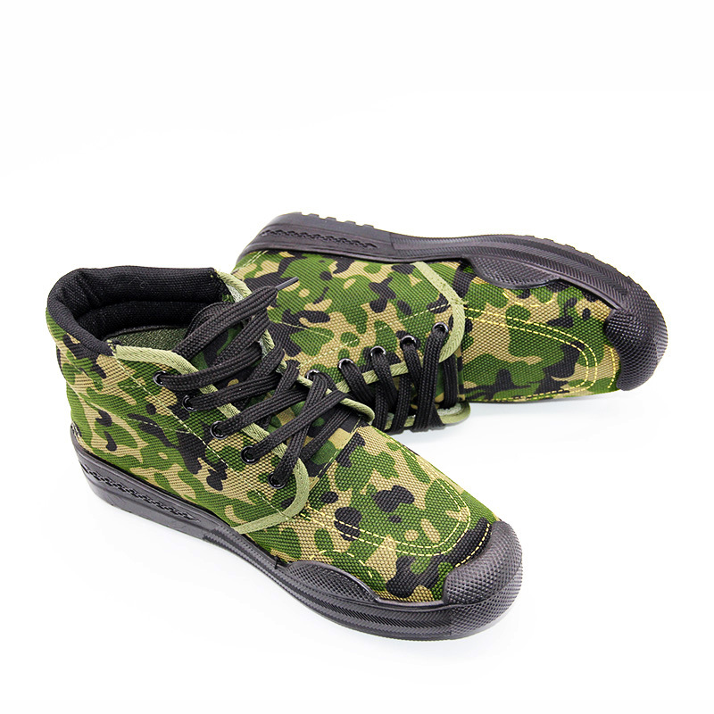 厂家直销99高帮作训鞋男工地耐磨劳动女民工劳保胶鞋迷彩鞋